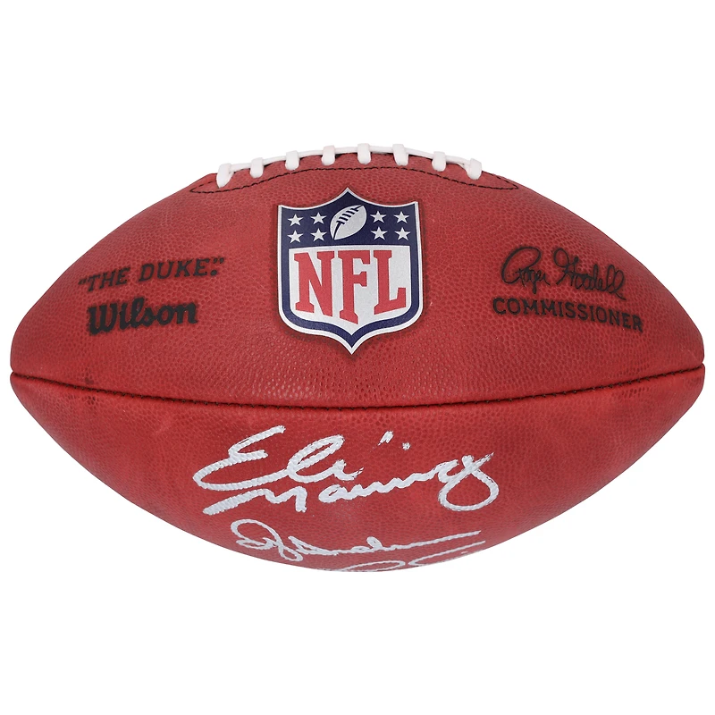 Ballon de football Wilson Duke en couleur autographié par Eli Manning, Phil Simms et Otis Anderson des Giants de New York