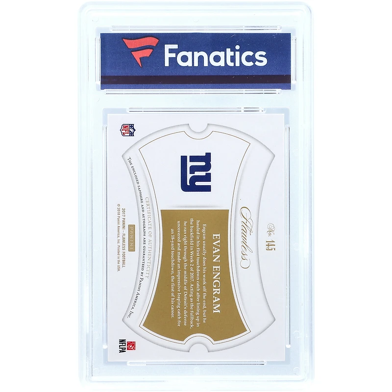 Carte Rookie Panini Flawless Sapphire #145 #12/15 autographiée par Evan Engram des New York Giants 2017