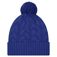 Girls Youth New Era  Royal New York Giants Cabled Cuffed Knit Hat with Pom