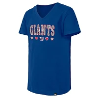 T-shirt à col en V sequins New Era Royal York Giants pour filles
