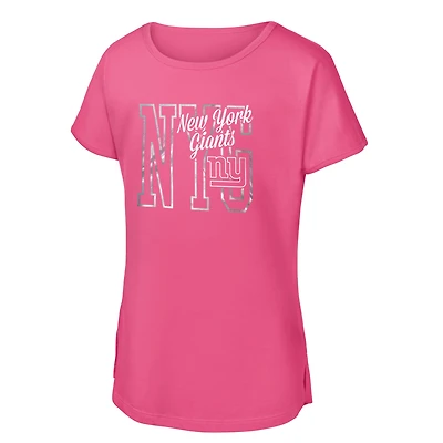 Girls Youth Pink New York Giants Signal Caller Dolman T-Shirt