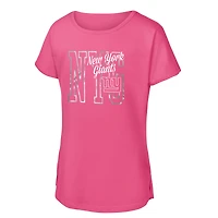 Girls Youth Pink New York Giants Signal Caller Dolman T-Shirt
