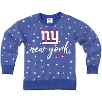 Sweat-shirt en molleton à revers Shimmer Star pour jeunes filles, Wes & Willy Royal, New York Giants