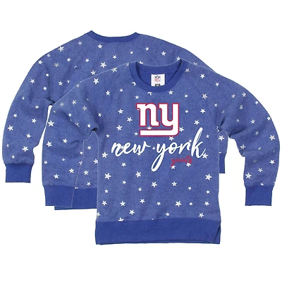 Sweat-shirt en molleton à revers Shimmer Star pour jeunes filles, Wes & Willy Royal, New York Giants