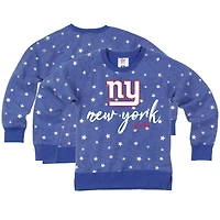 Sweat-shirt en molleton à revers Shimmer Star pour jeunes filles, Wes & Willy Royal, New York Giants