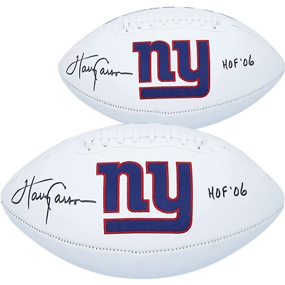 Ballon de football blanc autographié par Harry Carson des New York Giants avec l'inscription « HOF 06 »