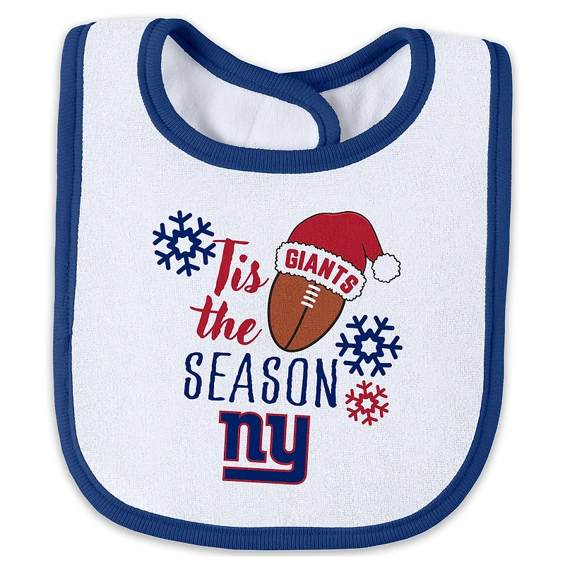 Infant & Newborn WEAR by Erin Andrews New York Giants Holiday Full-Zip Sleeper Bib Set