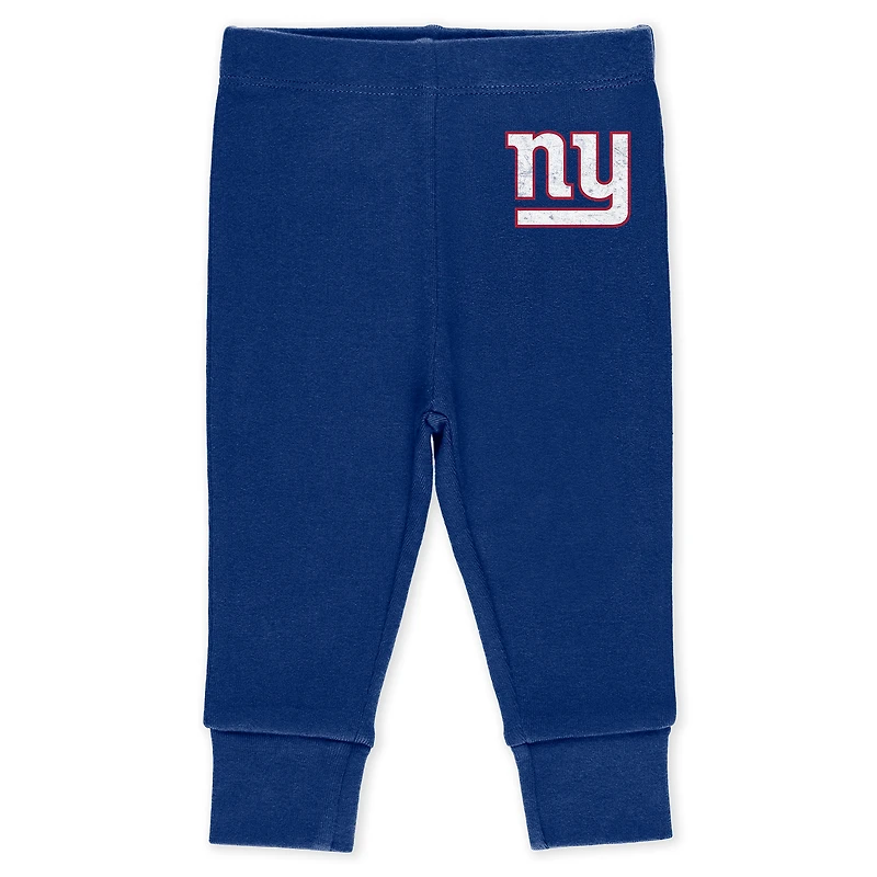 Infant & Newborn WEAR by Erin Andrews New York Giants Three-Piece Turn Me Around Bodysuits Pant Set