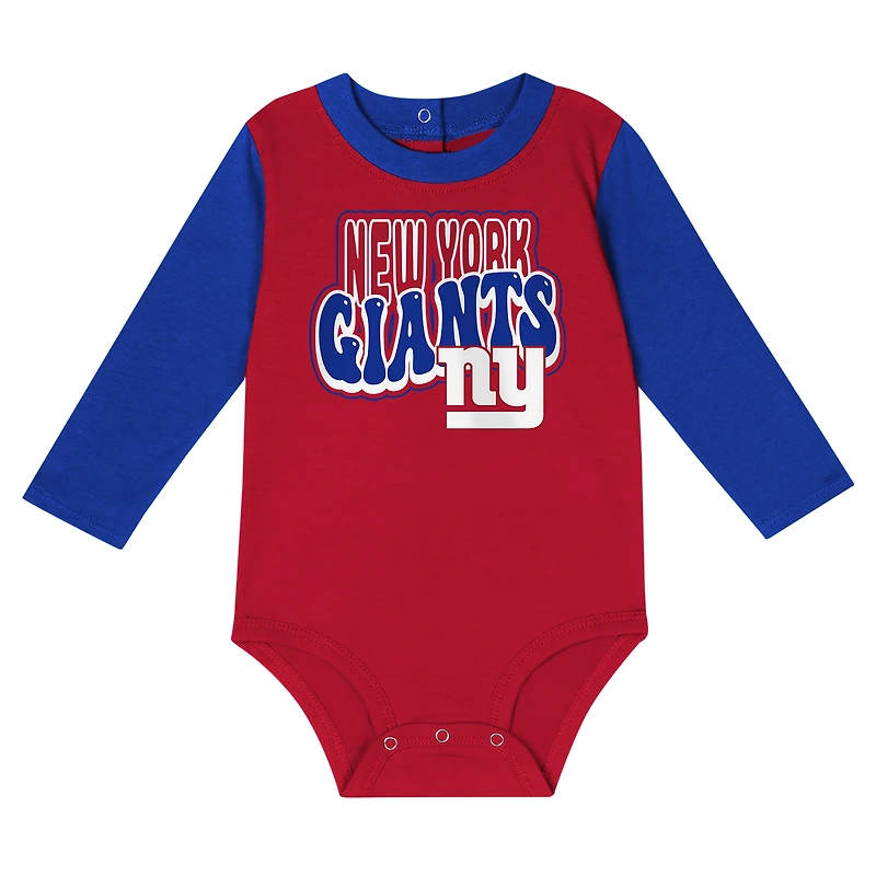 Ensemble body à manches longues et pantalon pour bébé Royal New York Giants Double Up