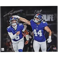 Jaxson Dart & Cam Skattebo New York Giants Autographed 16" x 20" Touchdown Celebration vs. Philadelphia Eagles Photograph