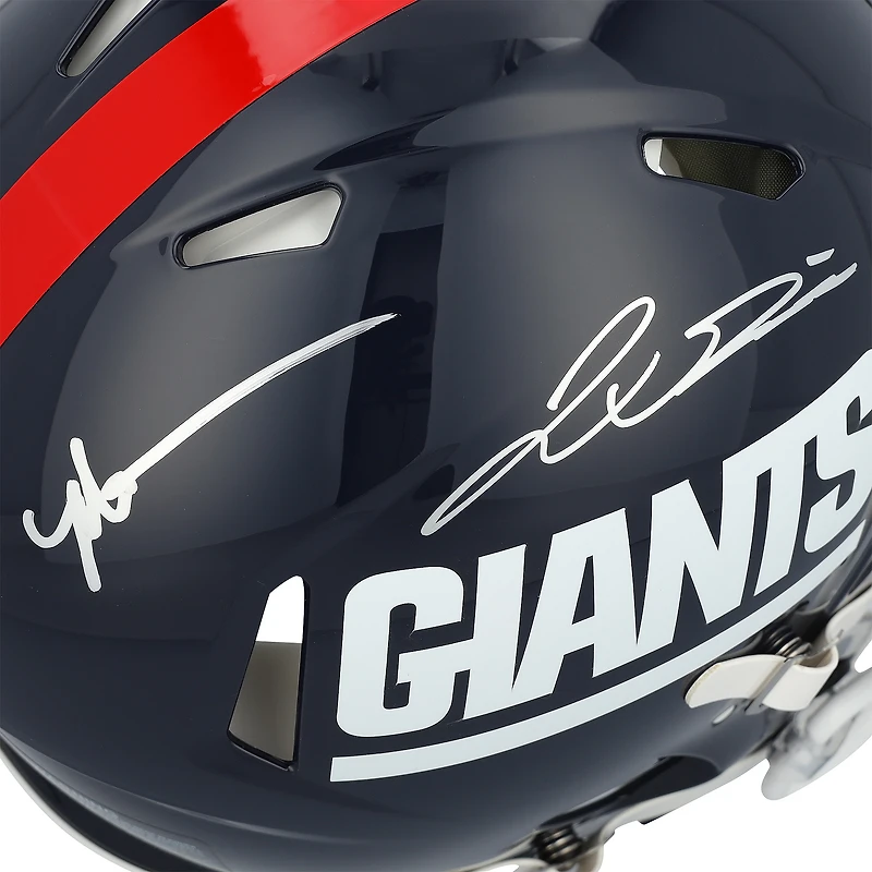 Casque Riddell Speed Authentic rétro 1980-99 autographié par Jaxson Dart et Malik Nabers des Giants de New York