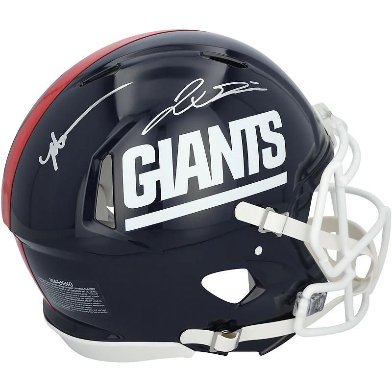 Jaxson Dart & Malik Nabers New York Giants Autographed Riddell 1980-99 Throwback Speed Authentic Helmet
