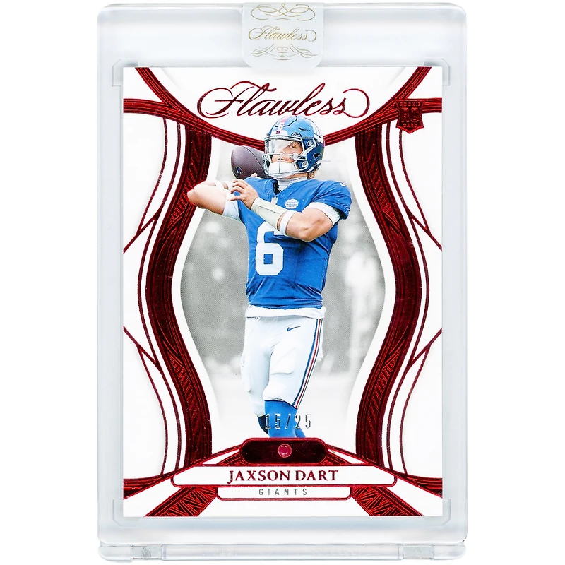 Carte de recrue Jaxson Dart des Giants de New York 2025 Panini Flawless Ruby Jewel n° 95 n° 15/25