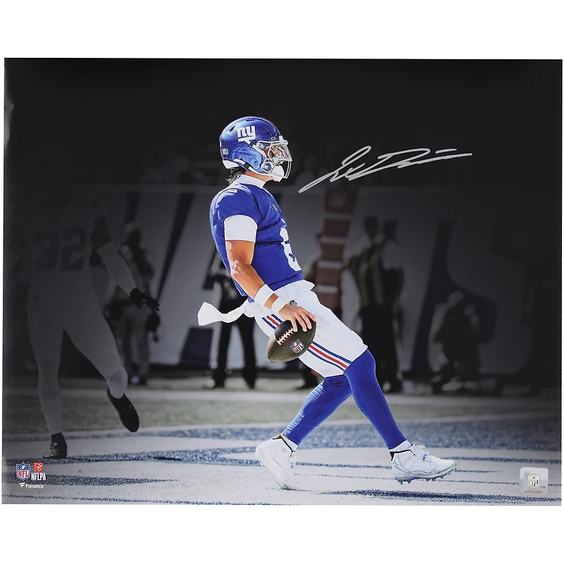Photo dédicacée de Jaxson Dart (New York Giants), 40 x 50 cm, semaine 4, 2025, premier touchdown en carrière.