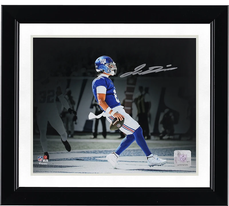 Jaxson Dart New York Giants Autographed 8" x 10" Touchdown Spotlight Photograph