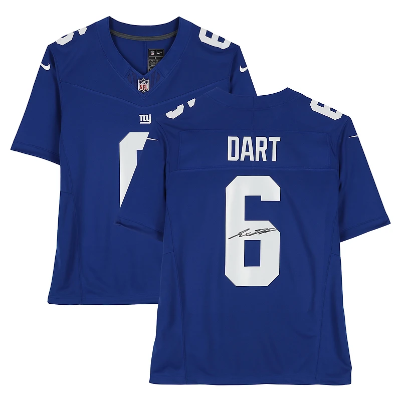Jaxson Dart New York Giants Autographed Blue Nike Vapor Fuse Limited Jersey