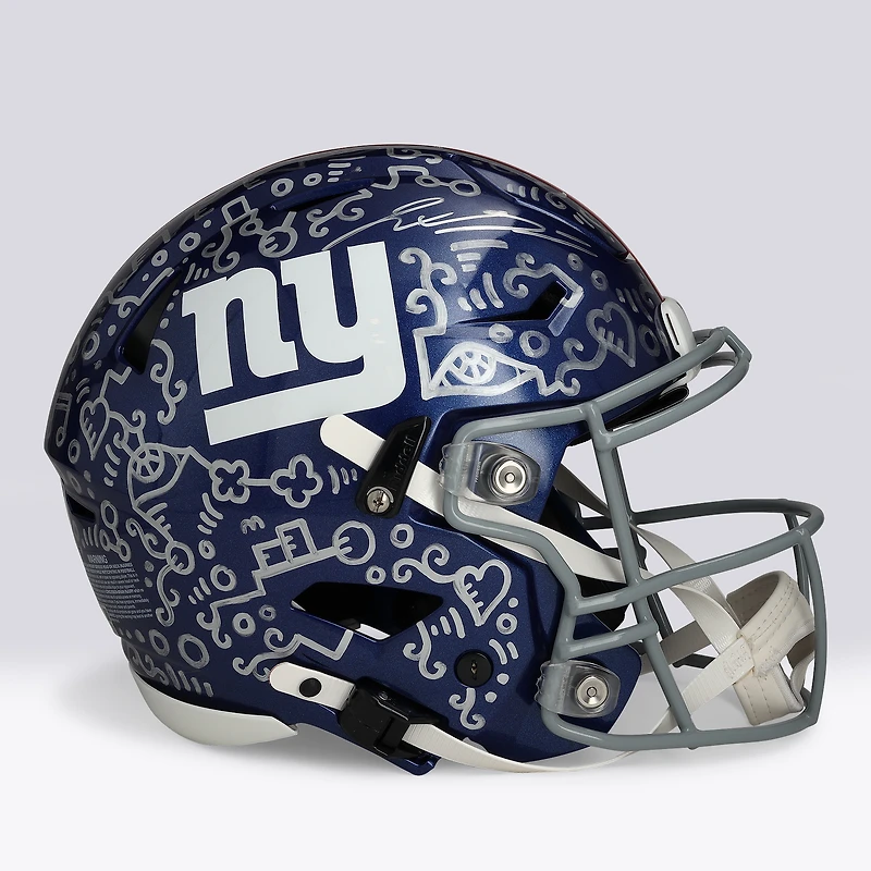 Jaxson Dart New York Giants Autographed Riddell Speed Flex Authentic Helmet - Art by Alex Alpert - Limited Edition #1/1