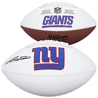 Ballon de football Wilson à panneau blanc autographié par Jaxson Dart des Giants de New York