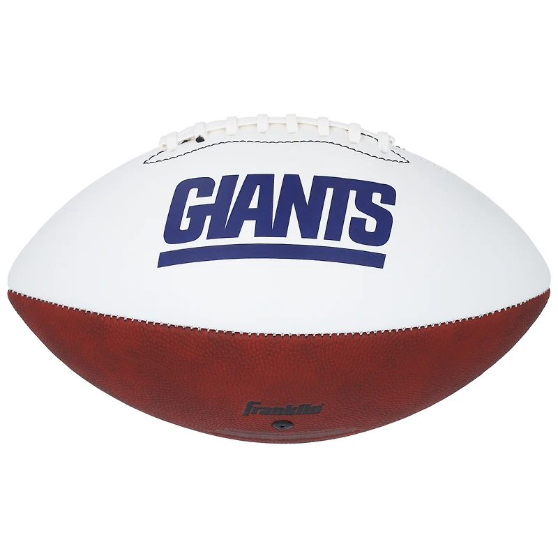 Ballon de football Franklin White Panel autographié par Justin Tuck des New York Giants avec l'inscription « 2x SB Champs »