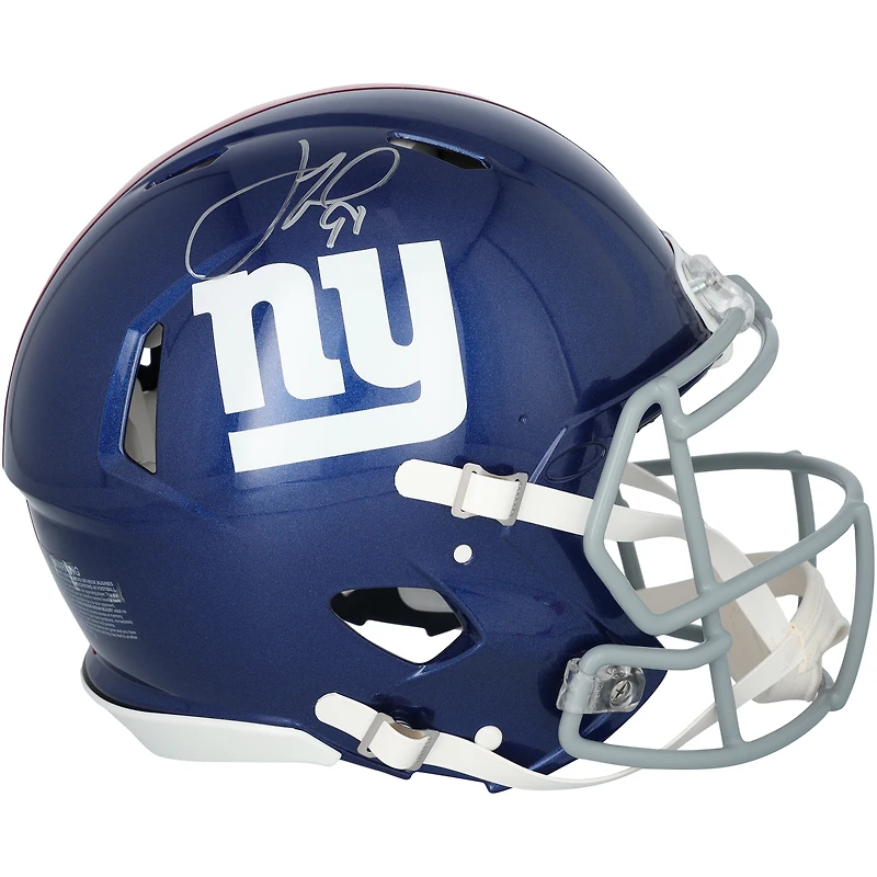 Casque Riddell Speed authentique autographié par Justin Tuck des New York Giants