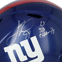 Réplique du casque Riddell Speed autographié par Justin Tuck des New York Giants avec l'inscription « 2x SB Champs »