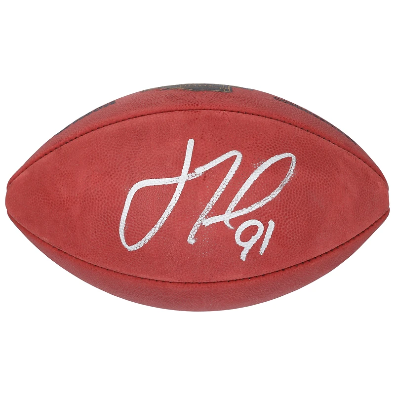 Ballon de football Wilson autographié par Justin Tuck des New York Giants pour le Super Bowl XLII