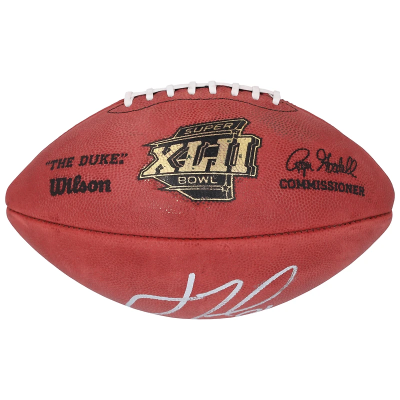 Ballon de football Wilson autographié par Justin Tuck des New York Giants pour le Super Bowl XLII