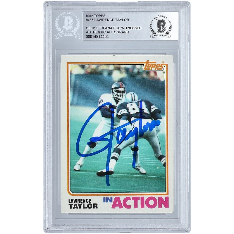 Lawrence Taylor New York Giants Autographed 1982 Topps In Action #435 Beckett Fanatics Witnessed Authenticated Rookie Card