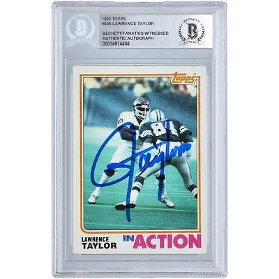 Lawrence Taylor New York Giants Autographed 1982 Topps In Action #435 Beckett Fanatics Witnessed Authenticated Rookie Card