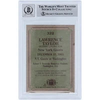 Lawrence Taylor New York Giants Autographié 1984 Topps Instant Replay #322 Beckett Fanatics Witnessed Authenticated 10 Card