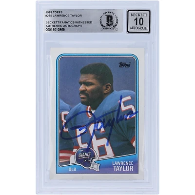 Lawrence Taylor New York Giants Autographed 1988 Topps #285 Beckett Fanatics Witnessed Authenticated 10 Card