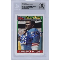 Lawrence Taylor New York Giants Autographié 1991 Topps #16 Beckett Fanatics Witnessed Authenticated Card