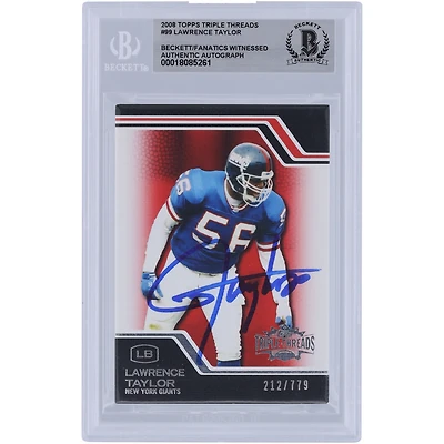 Lawrence Taylor New York Giants Autographié 2008 Topps Triple Threads #99 #/779 Beckett Fanatics Witnessed Authenticated Card