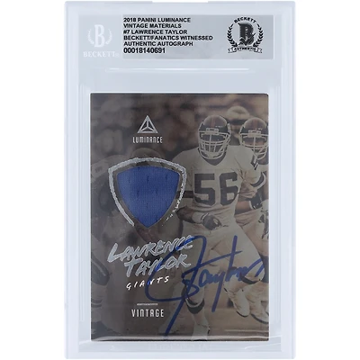 Lawrence Taylor New York Giants Autographié 2018 Panini Luminance Vintage Materials Jersey Relic #7 Beckett Fanatics Witnessed Authenticated 10 Card