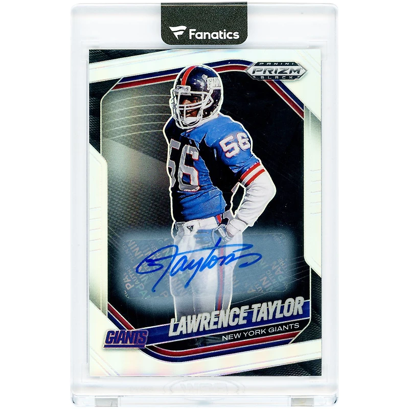 Carte autographiée Lawrence Taylor des Giants de New York, Panini Prizm Black Silver Prizm 2025 n° 100