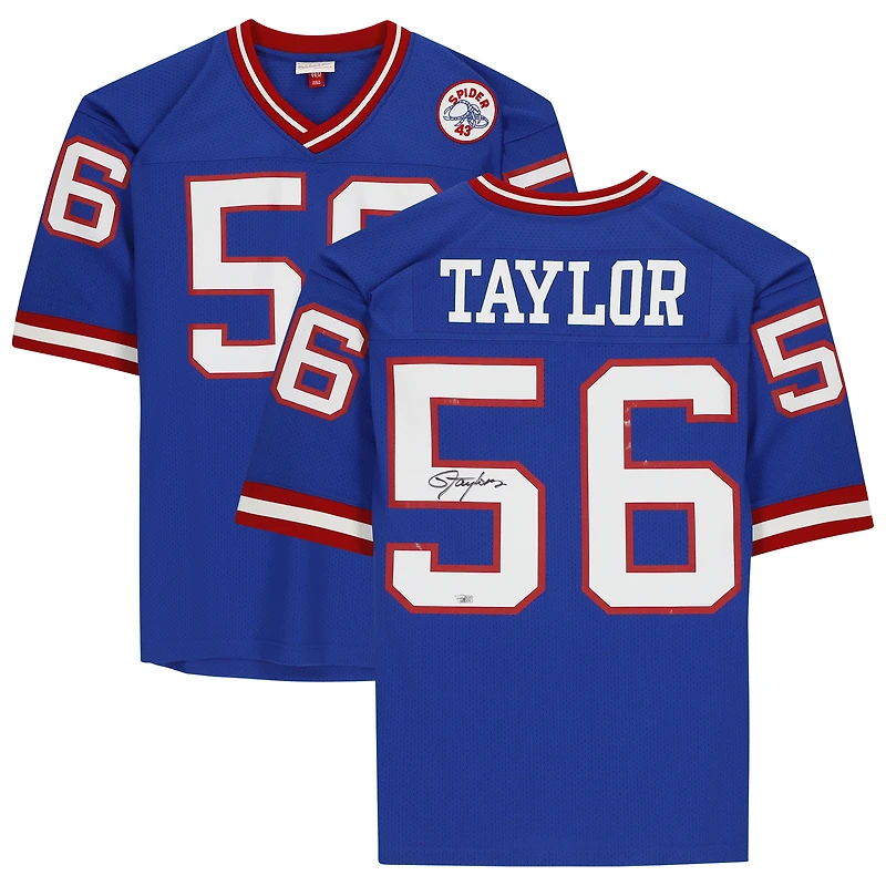 Maillot authentique autographié Mitchell & Ness Royal 1986 des New York Giants par Lawrence Taylor