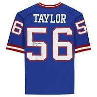 Maillot authentique autographié Mitchell & Ness Royal 1986 des New York Giants par Lawrence Taylor