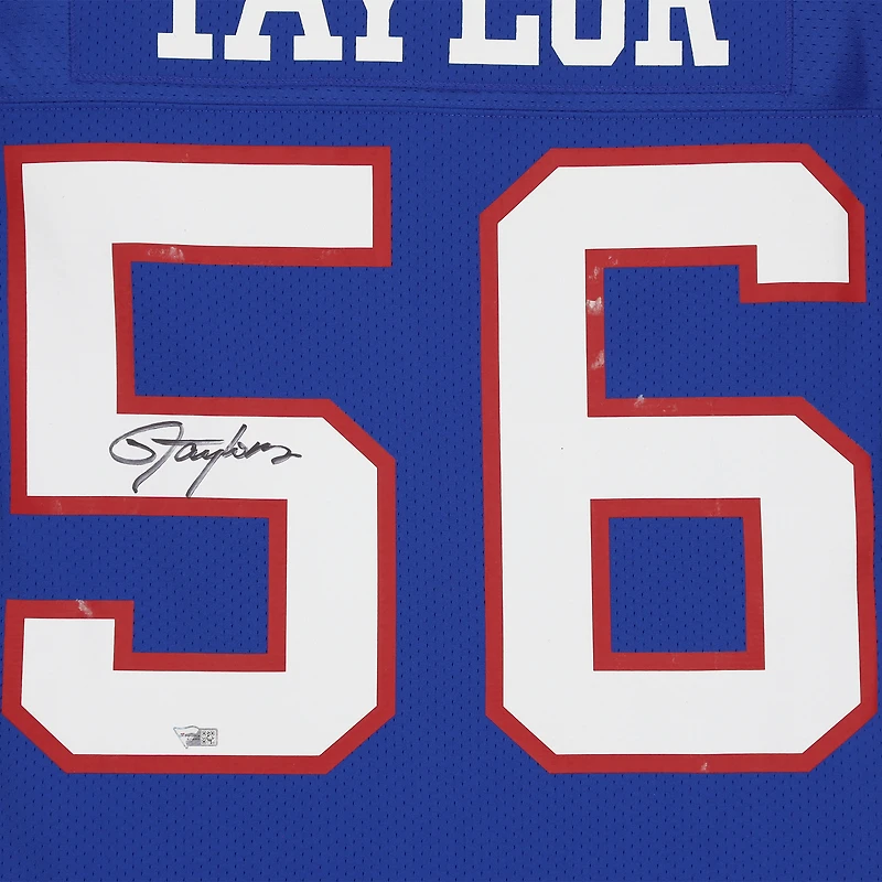 Maillot authentique autographié Mitchell & Ness Royal 1986 des New York Giants par Lawrence Taylor