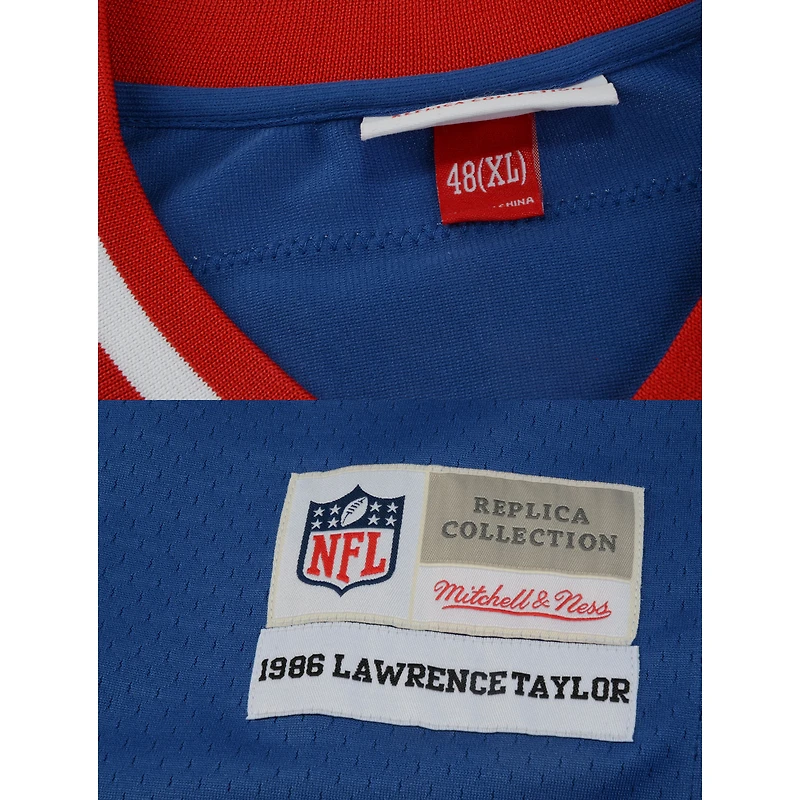 Maillot Royal Mitchell & Ness Legacy autographié par Lawrence Taylor des Giants de New York