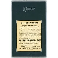 Len Younce New York Giants 1948 Leaf Gum Co. #61 SGC Authenticated 4 Rookie Card