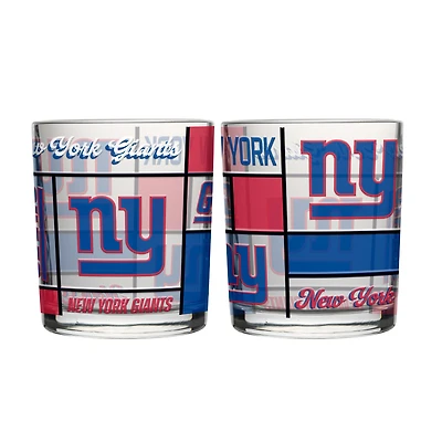 Logo Brands New York Giants 12oz. Quilted Stained Two-Pack Rocks Glass Set