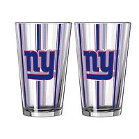 Ensemble de deux verres à bière rayés de 473 ml (16 oz) Logo Brands New York Giants