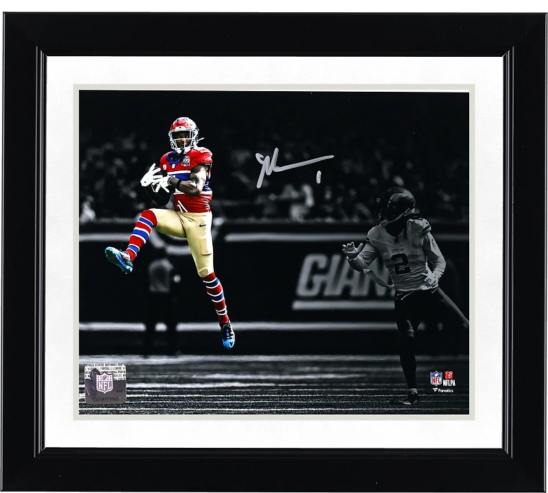 Malik Nabers New York Giants Autographed 8" x 10" Leaping Catch Photograph