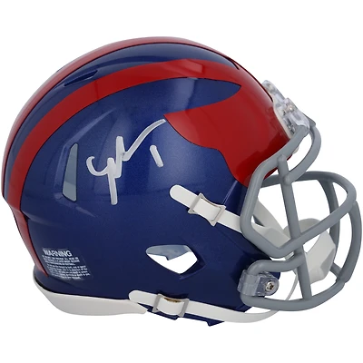 Malik Nabers New York Giants Autographed Riddell 2024 Alternate Throwback Speed Mini Helmet