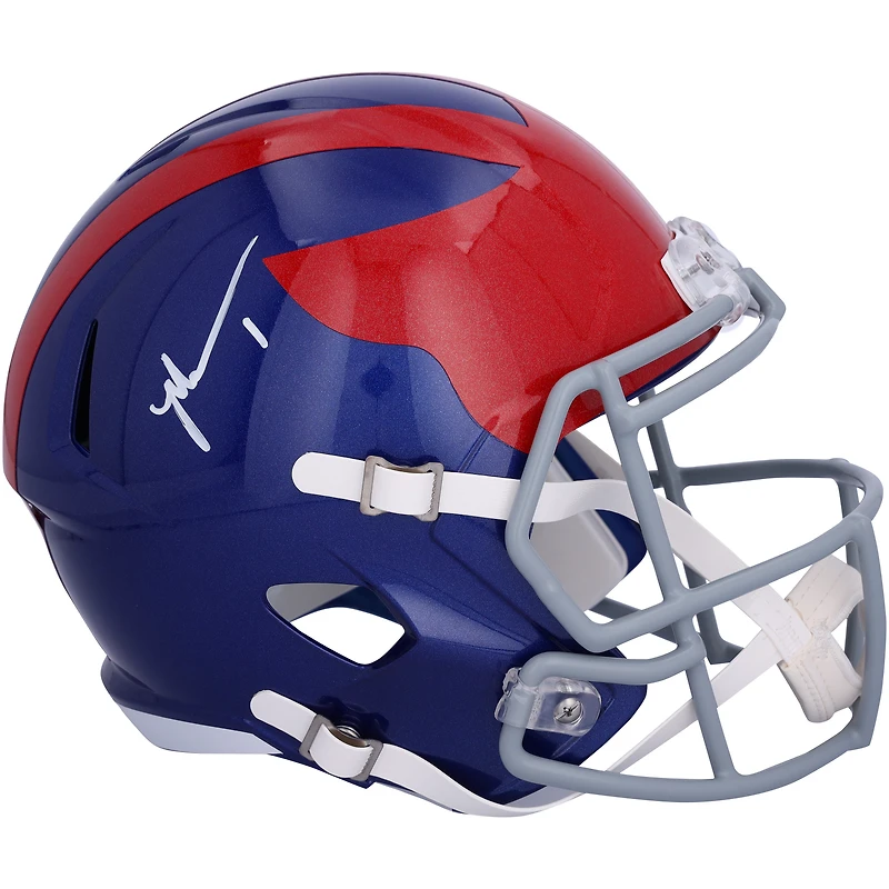 Malik Nabers New York Giants Autographed Riddell 2024 Alternate Throwback Speed Replica Helmet