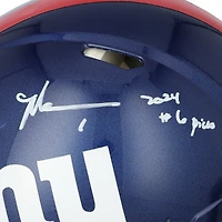 Malik Nabers New York Giants Autographed Riddell Speed Authentic Helmet with "2024 #6 Pick" Inscription