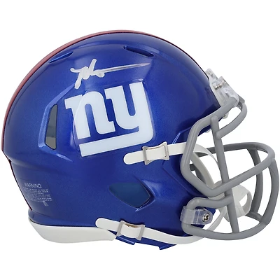 Casque Riddell Speed ​​Mini autographié par Malik Nabers des New York Giants