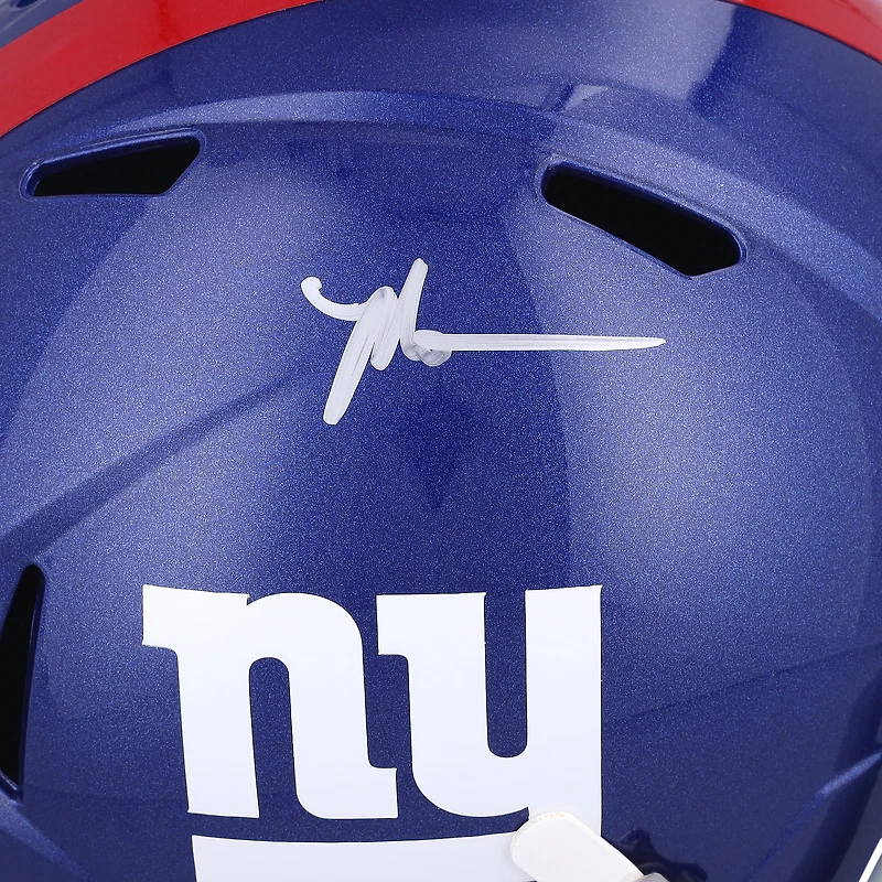 Casque réplique autographié Riddell Speed ​​de Malik Nabers par les New York Giants
