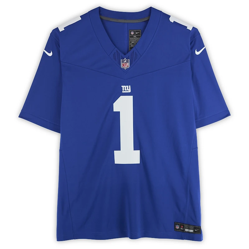 Maillot Nike Vapor F.U.S.E. Royal dédicacé par Malik Nabers des New York Giants