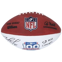 V106832 Giants Mario Manningham New York Giants Ballon de football Wilson White Panel autographié pour la 100e saison avec inscription « SB XLVI Champs » Mario Manningham AUT FOOTBALL-WHITE PANEL 45824 AUTBALFTB FTBLMA0330 #6
